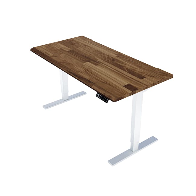 K3 Adjustable Table - White frame, Solidwood Butcher Walnut (2 Sizes) - 1