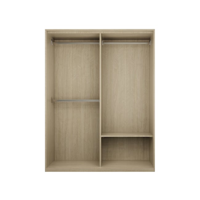 Lorren Sliding Door Wardrobe 1 with Glass Panel - Herringbone Oak - 1
