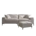 Sense 3 Seater Sofa with Adjustable Headrest and Ottoman - Ivory (Fabric)