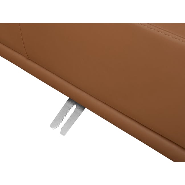 Milan Left Arm Unit - Caramel Tan (Faux Leather) - 15 - Brown leather surface, stitching detail, texture, smooth finish