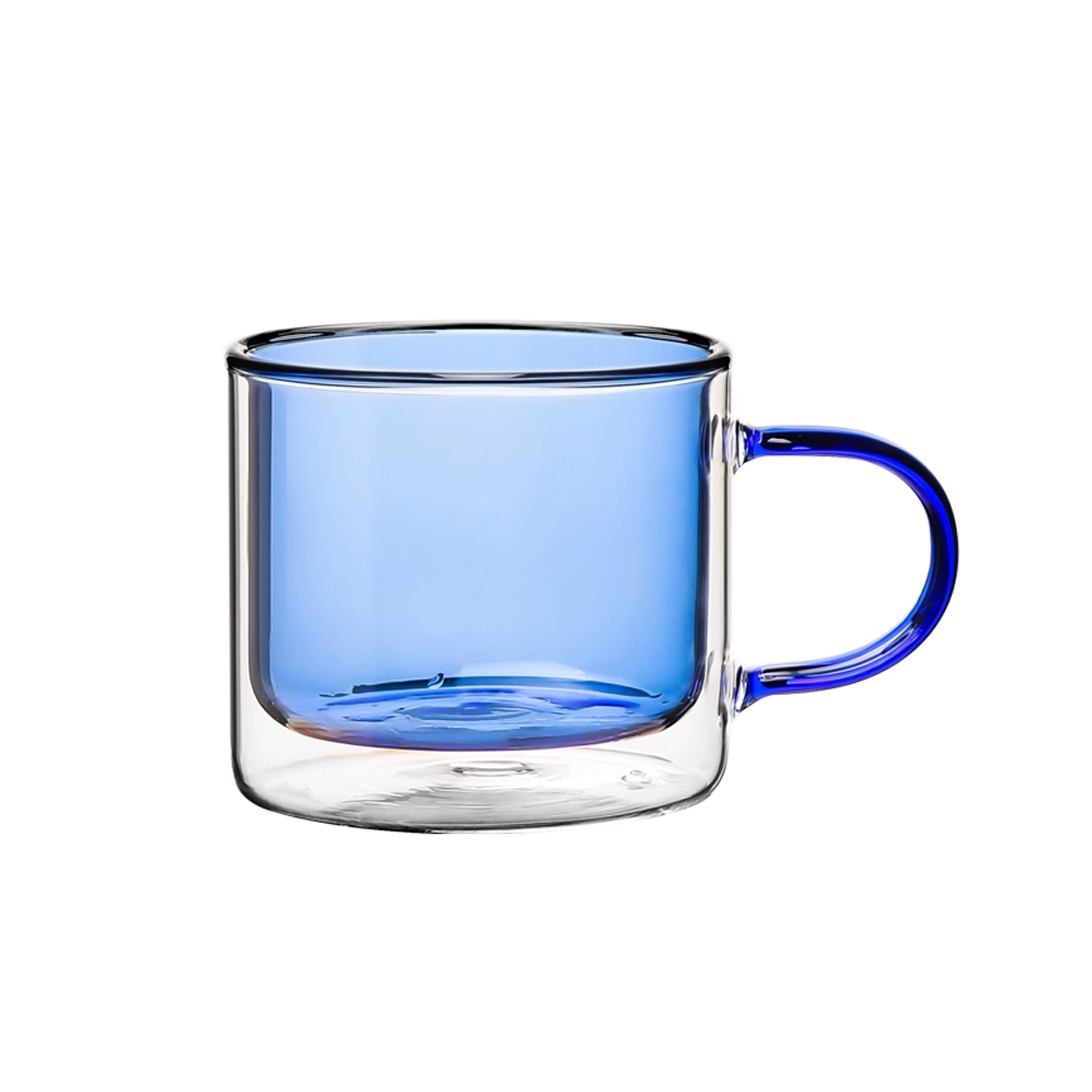 Dane Double Wall Glass Mug - Blue