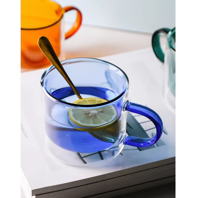 Dane Double Wall Glass Mug - Blue - 2