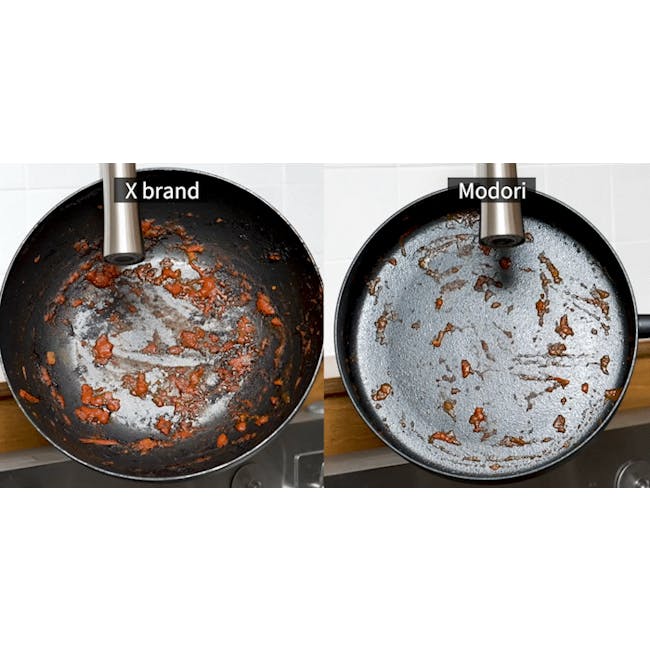 Goodle Nonstick Frying Pan 24cm - 7 - Dual comparison of kitchen utensils, Rustic cooking appliance comparison, Degradation