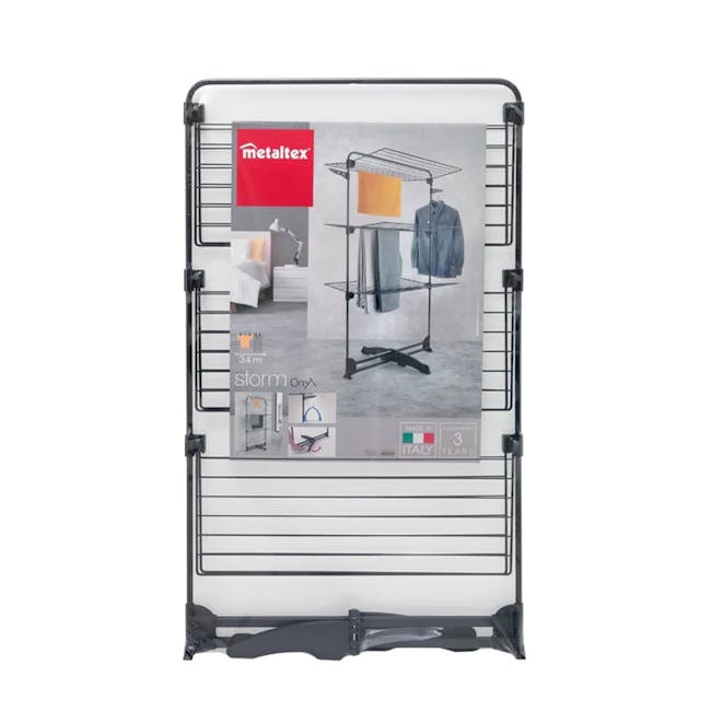 Metaltex Storm Onyx 3 Tier Vertical Laundry Drier - Black - 4 - metal frame, black metal frame, modern design, stylish