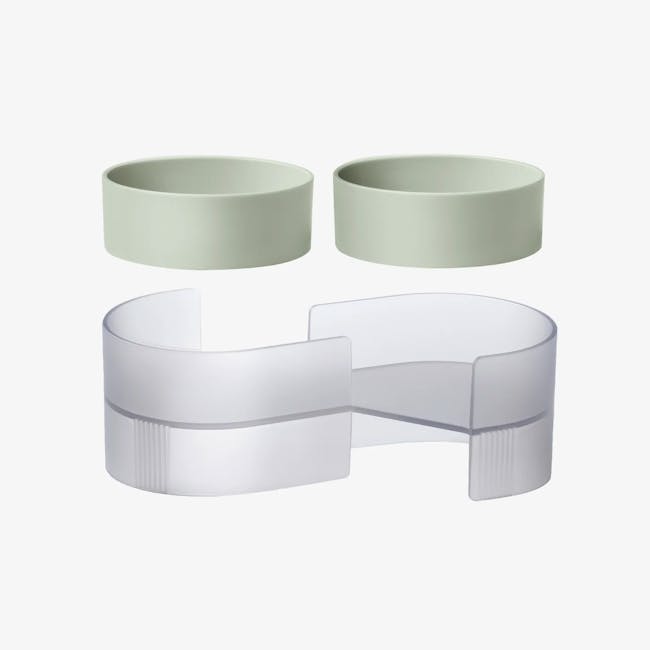 Pidan S Cat Bowl - Khaki - 3 - Clear glass cups, minimalist design, modern aesthetic, sleek lines, transparent material