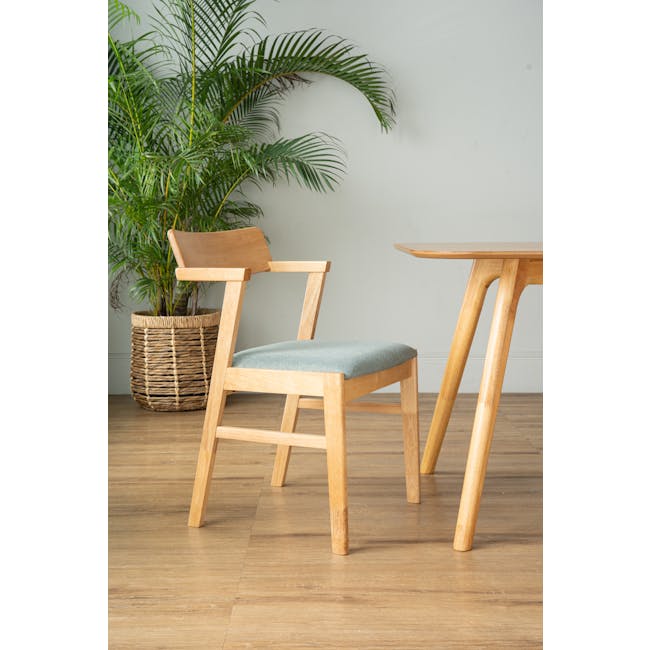 Zelig Dining Chair - Natural, Mint Green (Fabric) - 2