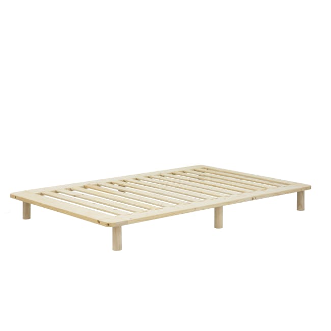 Hiro Single Wooden Platform Bed - 6 - Wooden frame, slatted design, light wood finish, simple structure, sturdy