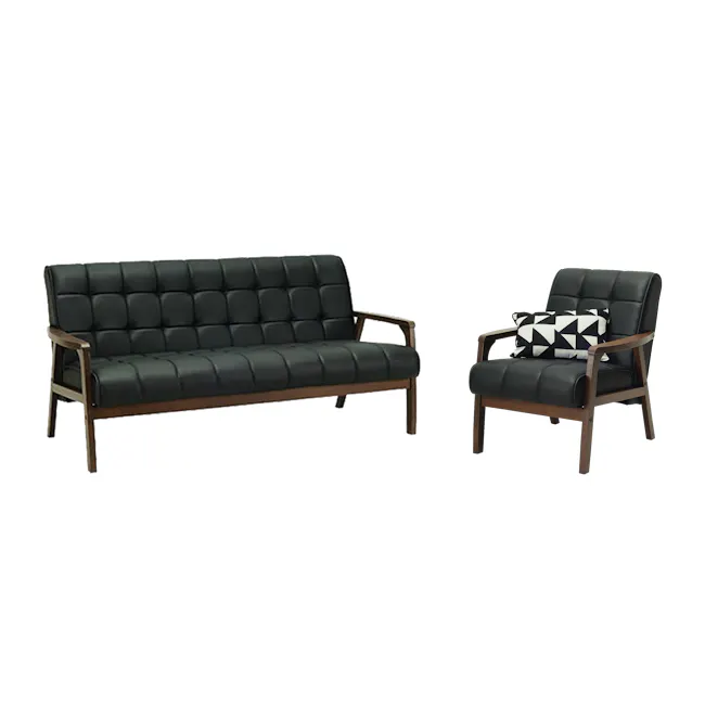 Tucson 3 Seater Sofa with Tucson Armchair - Cocoa, Espresso (Faux Leather) - 1 - Leather sofa, modern design, black