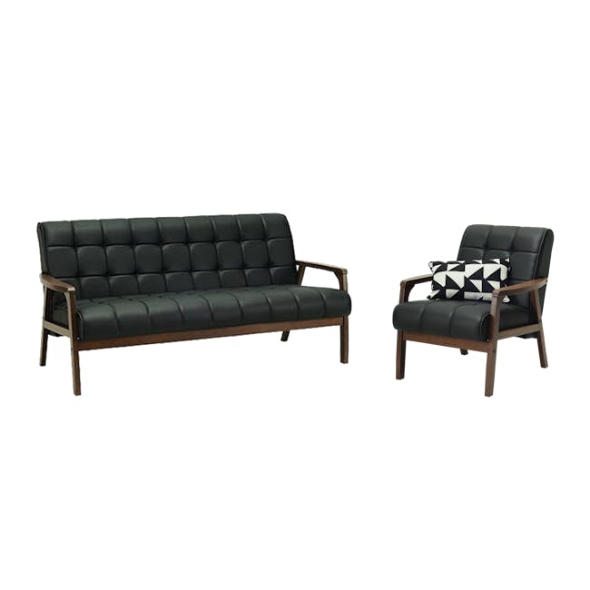 Tucson 3 Seater Sofa with Tucson Armchair - Espresso (Faux Leather) - 0