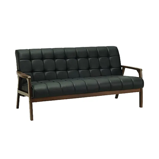 Tucson 3 Seater Sofa with Tucson Armchair - Cocoa, Espresso (Faux Leather) - 3 - Black leather upholstered sofa, modern