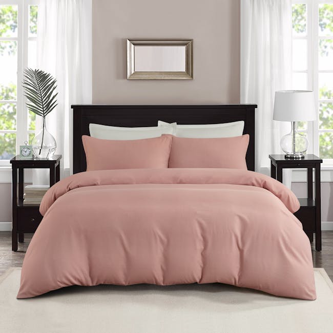 Plain Tencel Bedding Set - Rose (4 Sizes) - 5