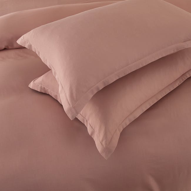 Plain Tencel Bedding Set - Rose (4 Sizes) - 1