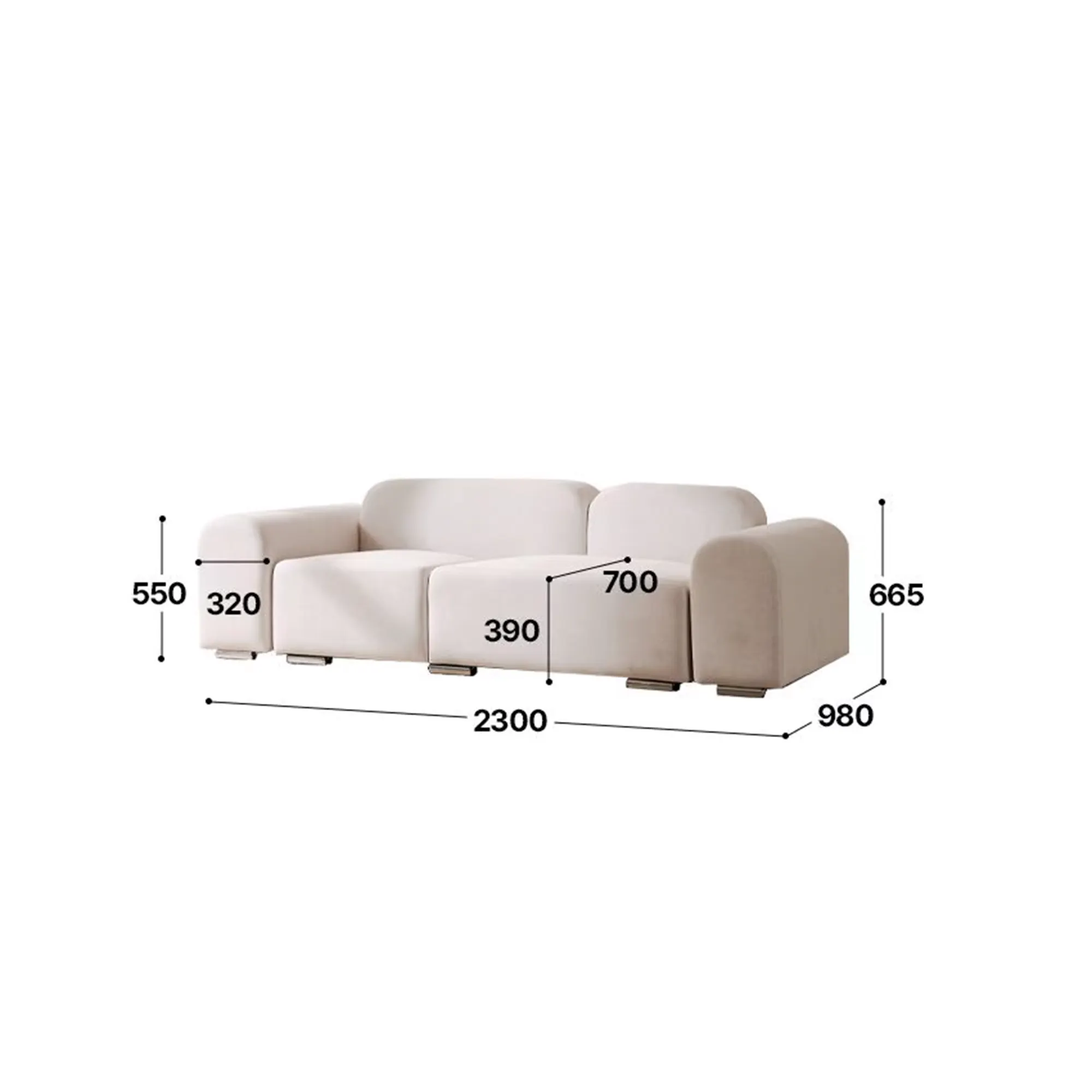 Sonata 3 Seater Sofa - Ivory (Pet Friendly) - 14