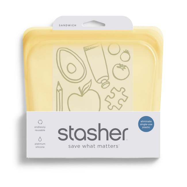 Stasher Reusable Silicone Bag - Sandwich - Yellow - 6