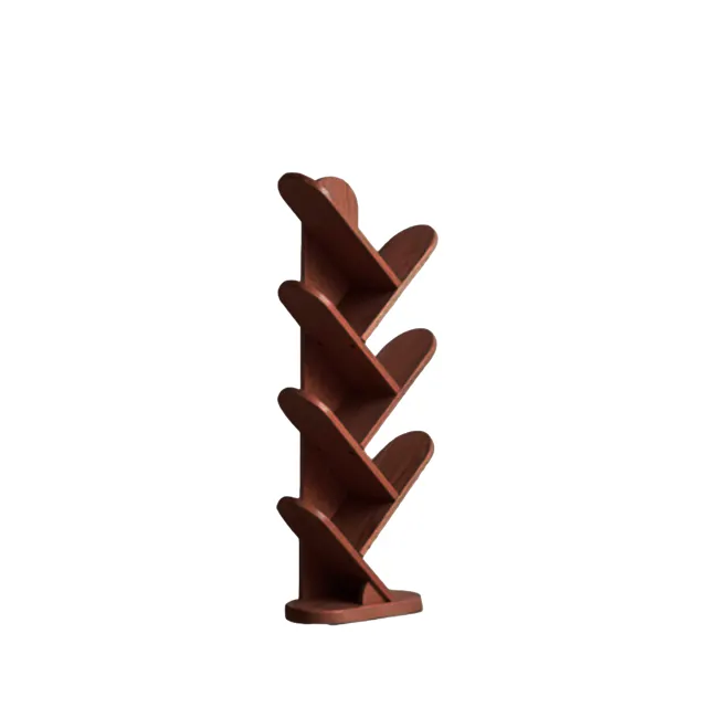 Tresa 8-tier Display Bookshelf - Walnut - 1 - Wooden spiral shelf, minimalist design, natural wood finish, multi-tiered
