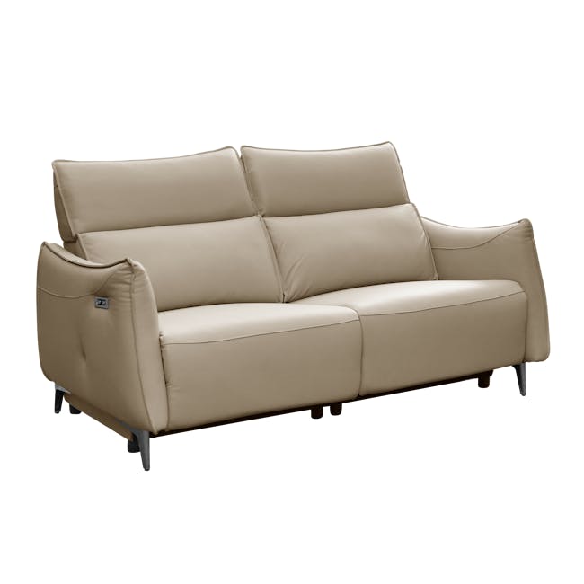 Cole 3 Seater Recliner Sofa - Beige (Genuine Cowhide + Faux Leather) - 3