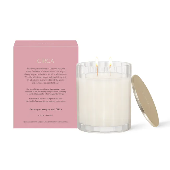 Circa Soy Candle 350g - Coconut & Watermelon - 5 - Circa, Coconut Milk, Sunny Freshness, Watermelon, Bright, Cheery
