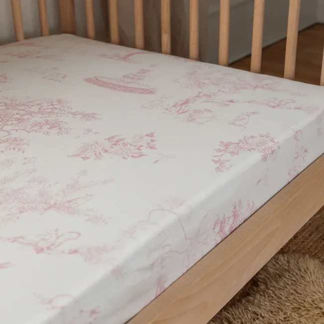 House of Holly Bamboo Crib Sheet - Garden (Blush Pink) - 2
