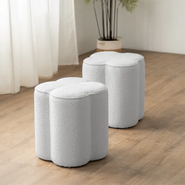 Clover Pouf - Grey Boucle - 2