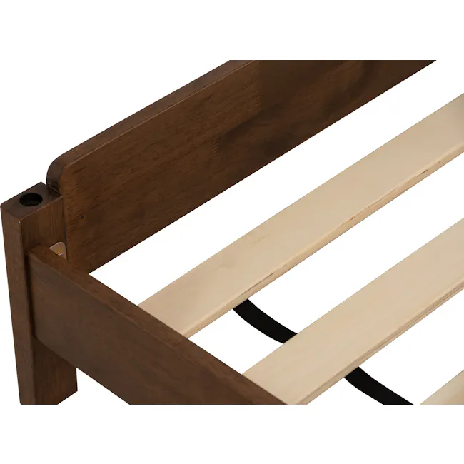 Hans Stackable Single Bed - Cocoa - 12 - Wooden frame, dark brown finish, light wood plank, joint, screws, hardware