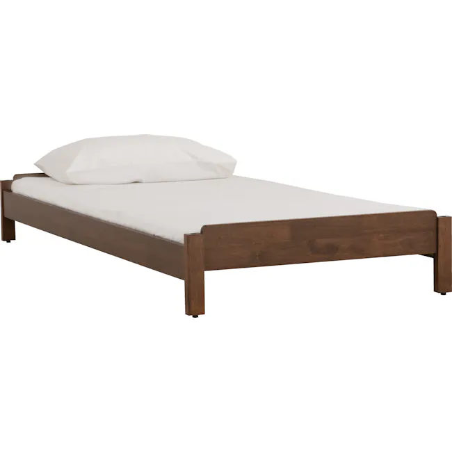 Hans Stackable Single Bed - Cocoa - 6 - Wooden bed frame, white bedding, minimalist design, wooden paneling, clean lines
