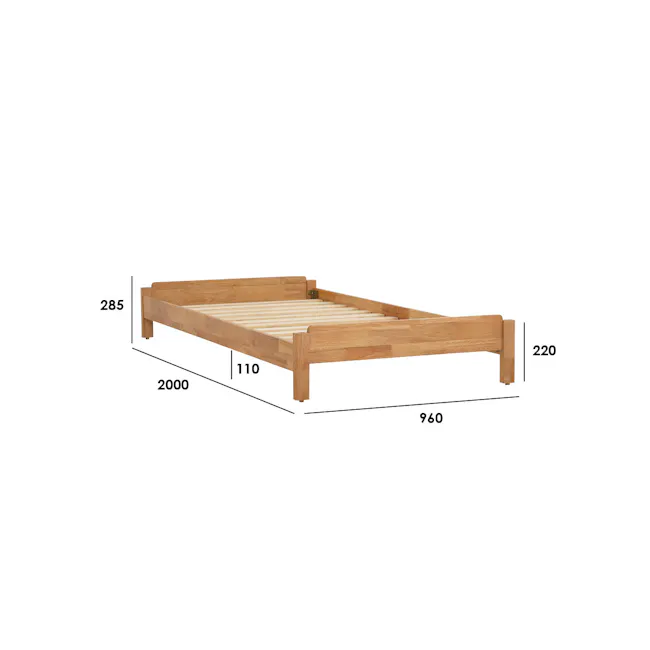 Hans Stackable Single Bed - Cocoa - 11 - Wooden bed frame, 285 height, 2000 width, 110 depth, 960 length, 220 total