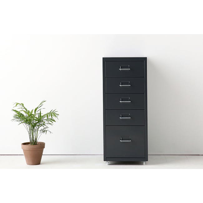 Fiko 5 Tier Metal Cabinet - Dark Grey - 4