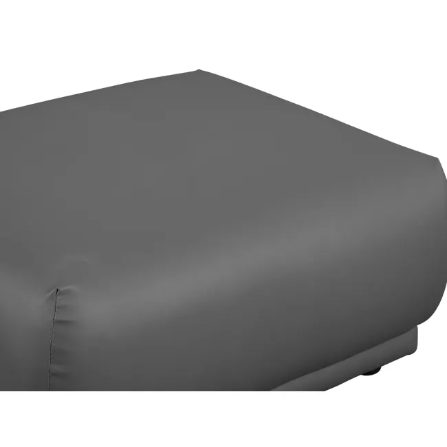 Milan 4 Seater Sofa with Ottoman - Smokey Grey (Faux Leather) - 29 - Smooth, matte surface, Grey leather upholstery, Curved