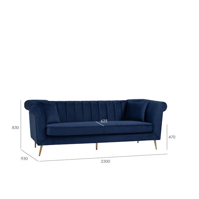 Tyna 3 Seater Sofa - Peacock Blue (Velvet) - 2