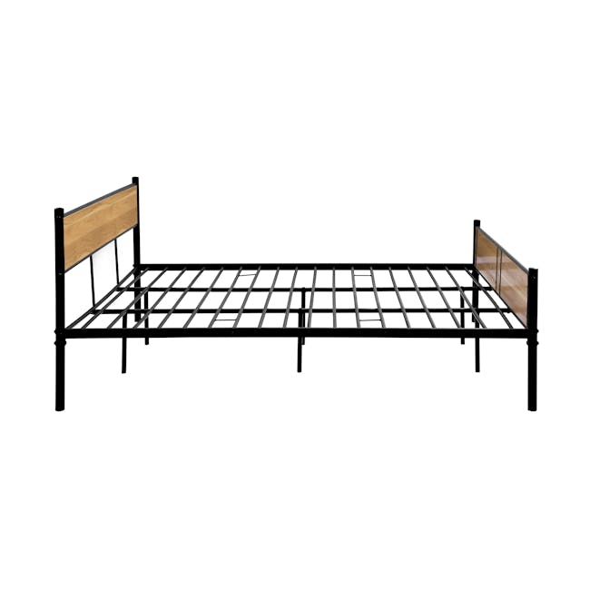 Ines King Metal Bed with 2 Dalton Bedside Tables in Oak, Black - 4