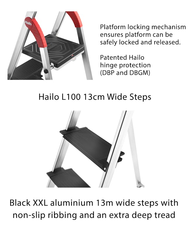 Hailo L100 Aluminium 4 Step Folding Ladder - 4