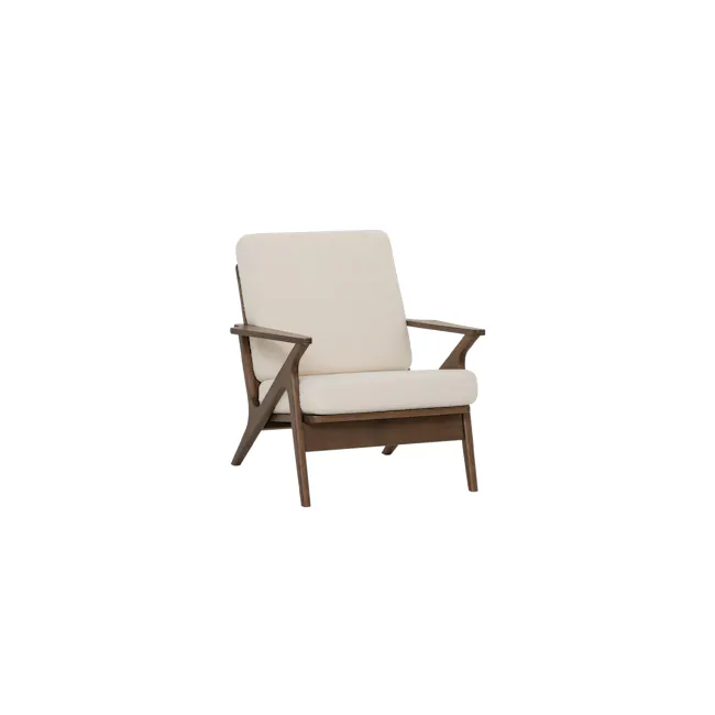 Aston Armchair - White Cream - 4 - Wooden armchair, beige cushion, modern design, minimalist style, cozy seating