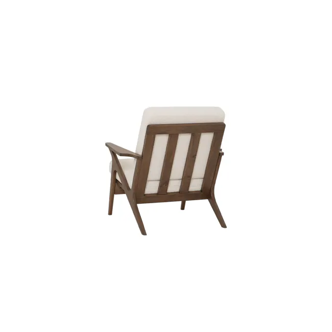 Aston Armchair - White Cream - 6 - Wooden chair with white cushion, minimalist design, natural wood finish, elegant