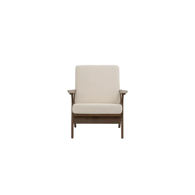 Aston Armchair - White Cream - 1 - Cream upholstered armchair, wooden frame, minimalist design, comfortable seating, modern