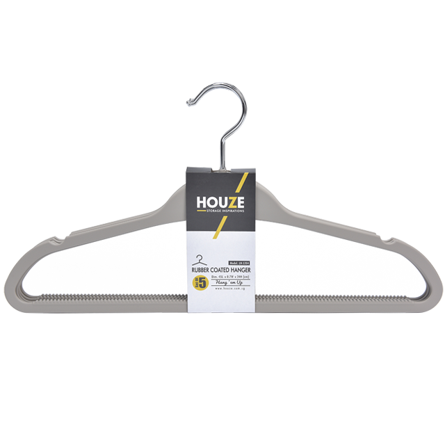 HOUZE Rubber Coated ABS Hangers (Set of 5) - Grey