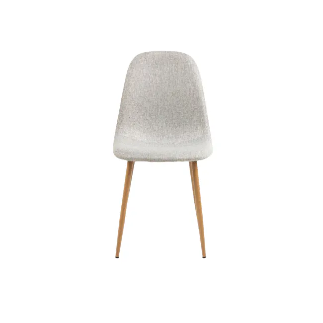 Fynn Dining Chair - Oak, Pale Grey - 4 - Modern minimalist chair, light gray fabric, wooden legs, sleek design, comfortable