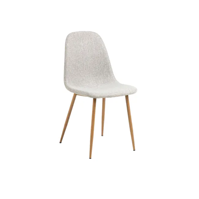 Fynn Dining Chair - Oak, Pale Grey - 1 - Modern minimalist chair, light gray upholstery, wooden legs, Scandinavian design