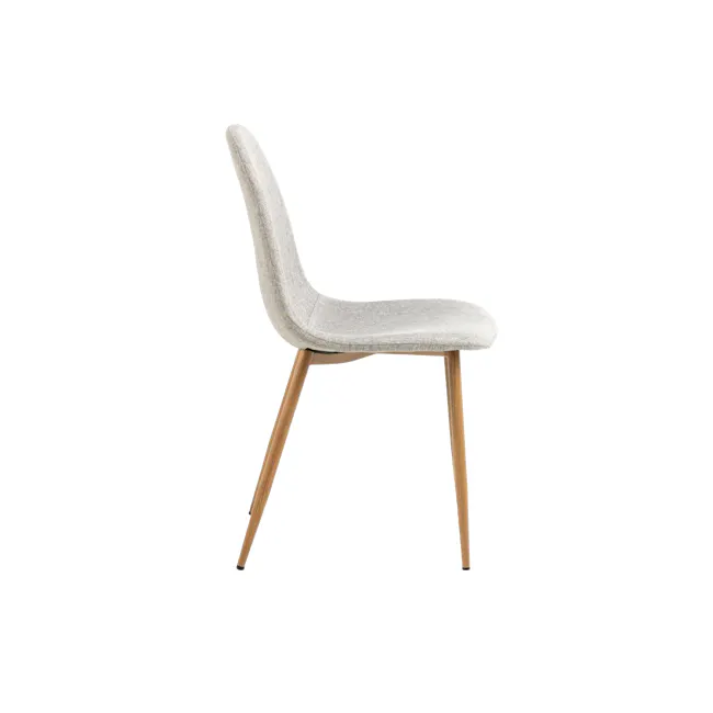 Fynn Dining Chair - Oak, Pale Grey - 3 - Modern minimalist chair, light gray upholstery, wooden legs, sleek design