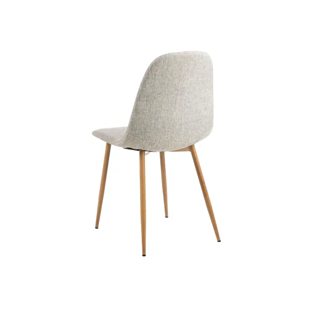 Fynn Dining Chair - Oak, Pale Grey - 7 - Modern minimalist chair, light gray fabric, wooden legs, sleek design, comfortable