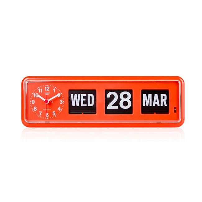 TWEMCO Calendar Flip Wall/Counter Clock - Orange - 0