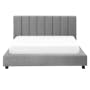 Elliot Queen Bed in Gray Owl with 2 Lewis Bedside Tables in Grey, Oak - 2