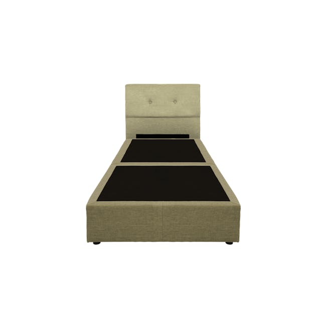 ESSENTIALS Single Headboard Box Bed - Khaki (Fabric) - 1