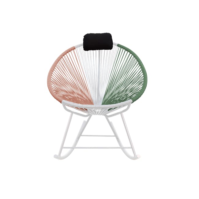 Acapulco Rocking Chair - Pink, White, Green Mix - 8 - Modern woven chair, white frame, circular design, orange, white