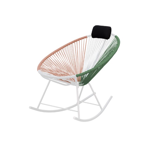 Acapulco Rocking Chair - Pink, White, Green Mix - 9 - Modern woven chair, colorful design, white frame, green and orange