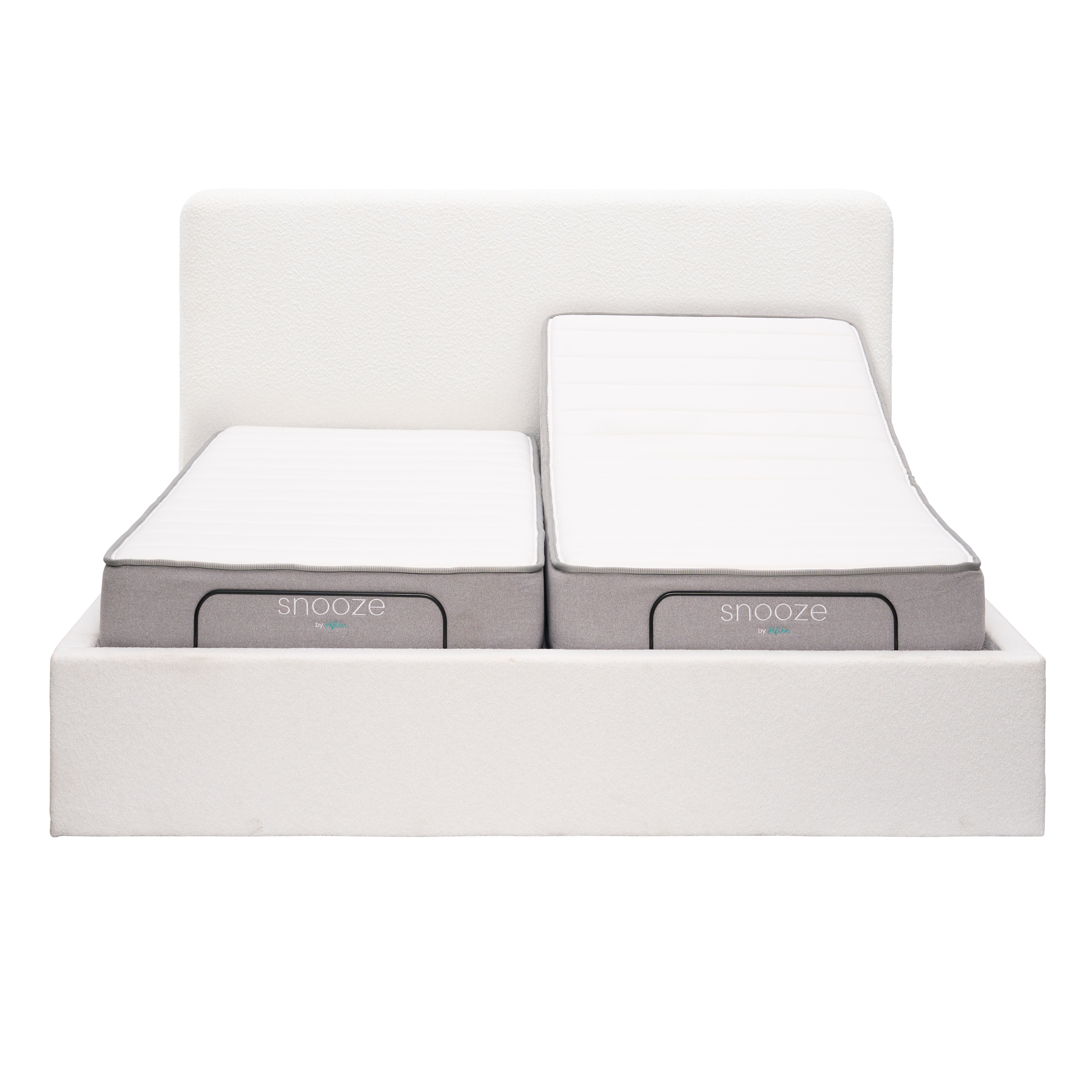 Aeva Split King Adjustable Bed - White Boucle