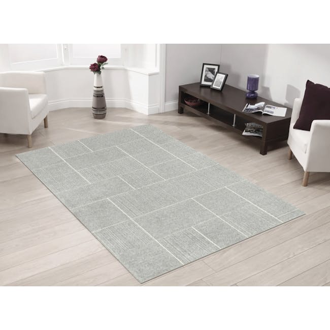 Fjord High Pile Rug - Silver Squares (2 Sizes) - 1