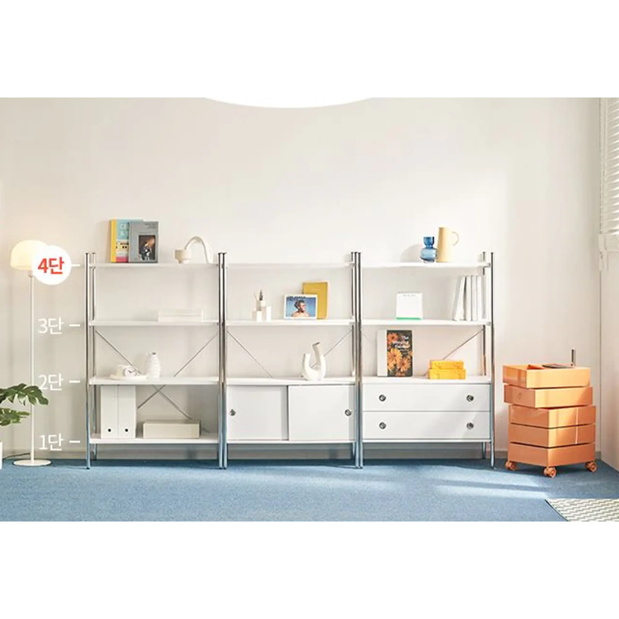Allie 4-Tier Storage Shelf Drawer Cabinet - White - 23