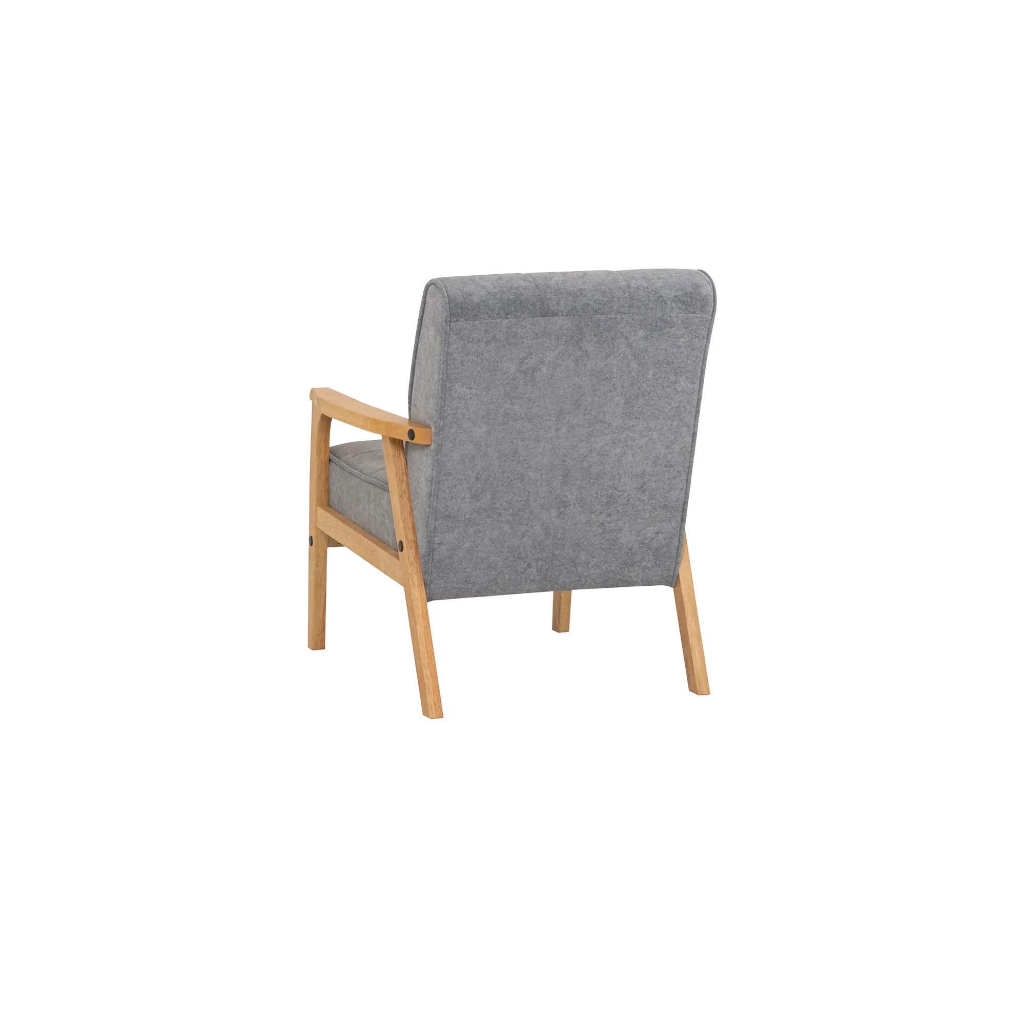 Tucson 2 Seater Sofa with Tucson Armchair - Natural, Cool Grey (Pet Friendly Fabric) - 16 - Grey upholstered chair, wooden