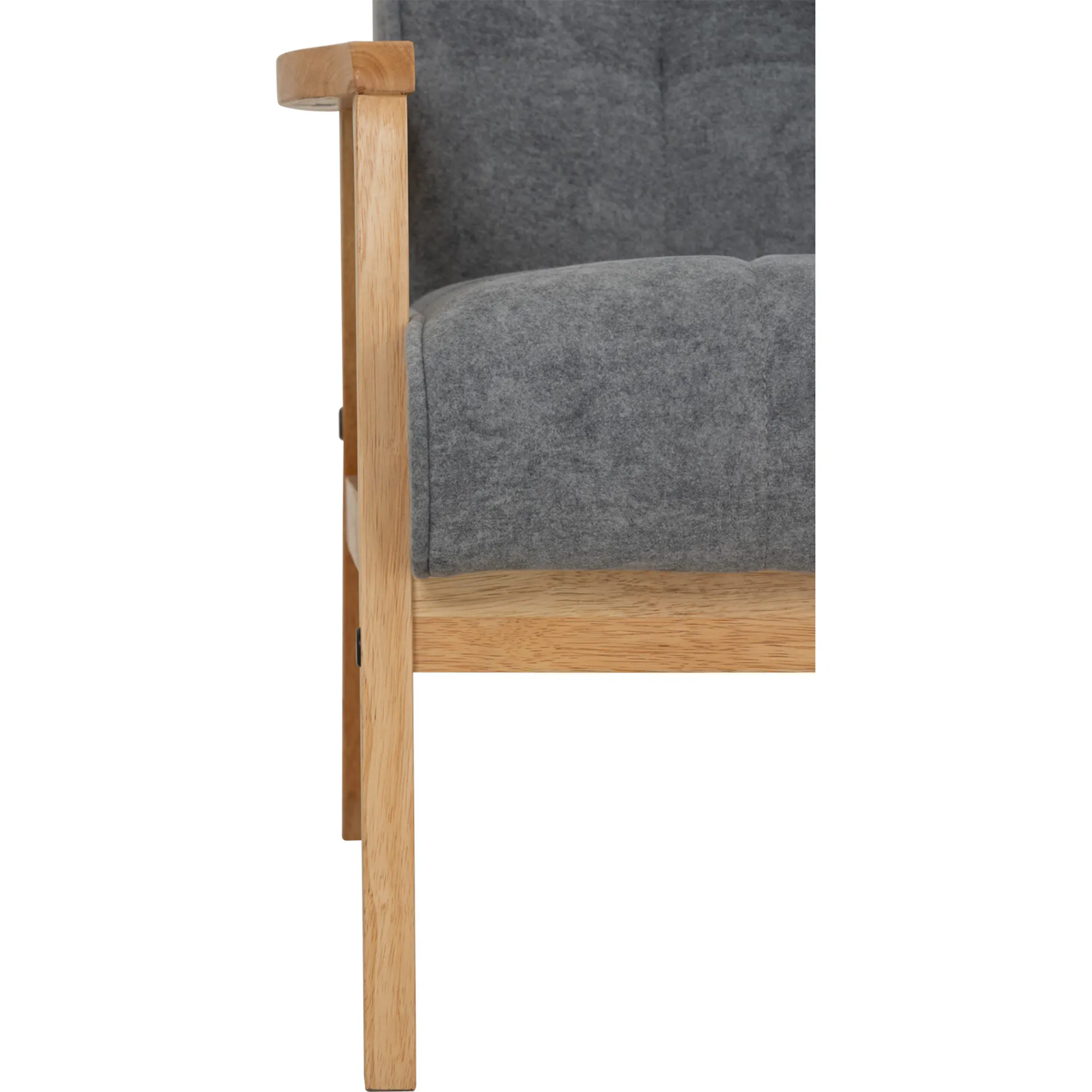 Tucson Armchair - Natural, Cool Grey (Pet Friendly Fabric) - 10 - Wooden armrest, gray upholstered chair, natural wood