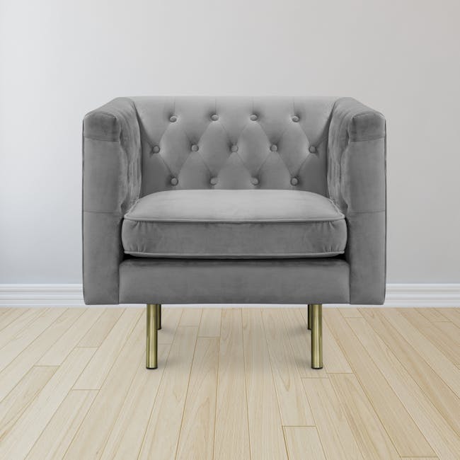 Cadencia 2 Seater Sofa with Cadencia Armchair - Anchor Grey (Velvet) - 14